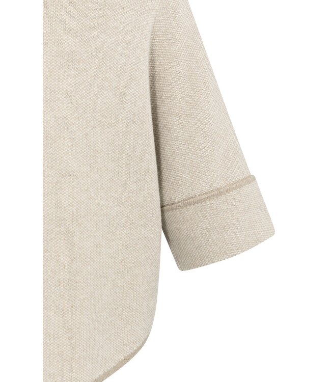 YAYA Chunky knit poncho cardigan with rounded hem - OXFORD TAN BROWN DESSIN