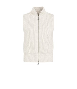 YAYA Ribbed knit sleeveless vest with high neck and zipper - HEATHER GREY MELANGE