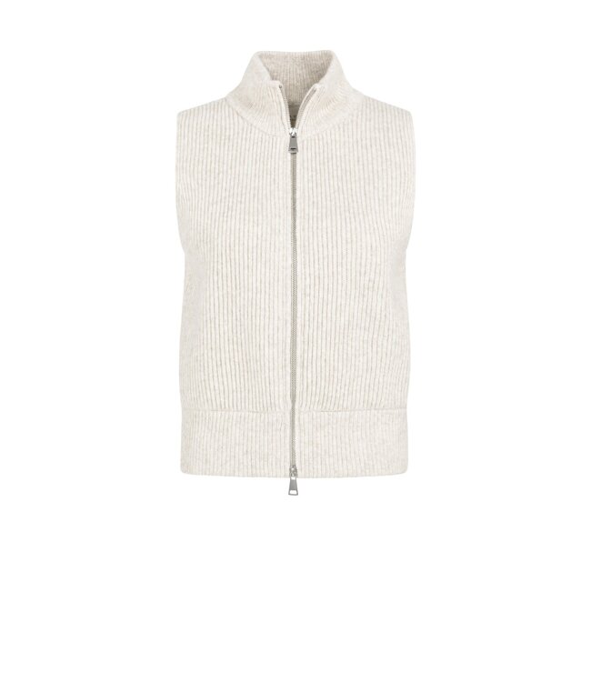 YAYA Ribbed knit sleeveless vest with high neck and zipper - HEATHER GREY MELANGE