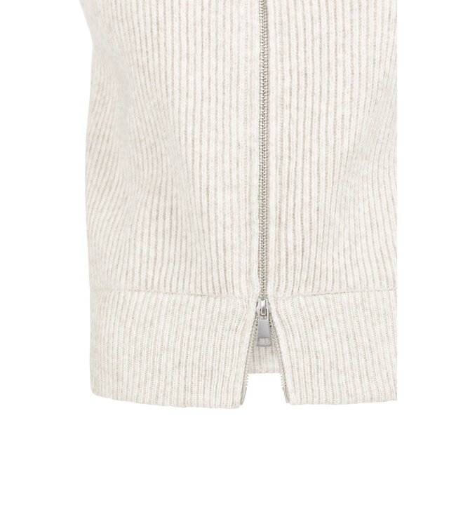 YAYA Ribbed knit sleeveless vest with high neck and zipper - HEATHER GREY MELANGE