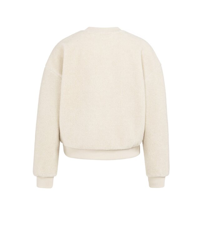 YAYA Teddy sweater with ribbed trims and round neckline - HEATHER GREY MELANGE