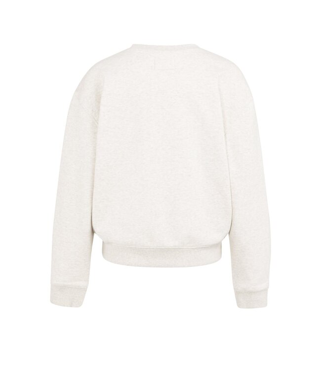 YAYA Sweater with stitched-on text and round neckline - HEATHER GREY MELANGE