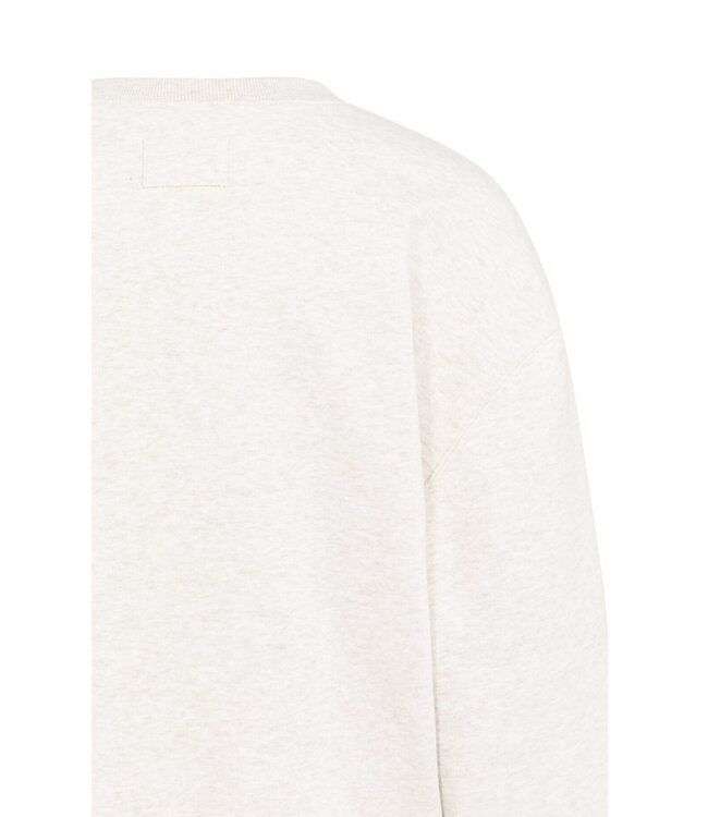 YAYA Sweater with stitched-on text and round neckline - HEATHER GREY MELANGE