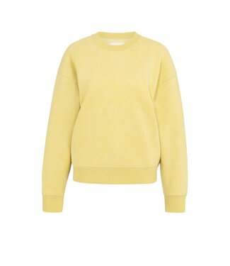 YAYA Sweater in sturdy fabric with washed effect - DRIED MOSS GREEN