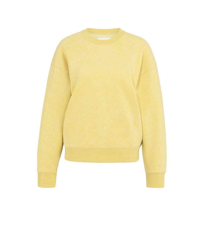 YAYA Sweater in sturdy fabric with washed effect - DRIED MOSS GREEN