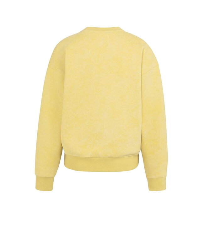 YAYA Sweater in sturdy fabric with washed effect - DRIED MOSS GREEN