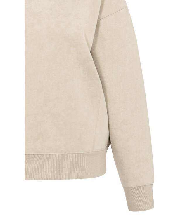 YAYA Sweater in sturdy fabric with washed effect - OXFORD TAN BROWN