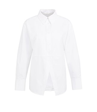 YAYA A-line poplin blouse with front slit detail - PURE WHITE