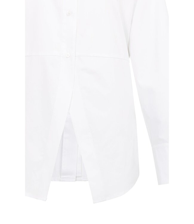 YAYA A-line poplin blouse with front slit detail - PURE WHITE