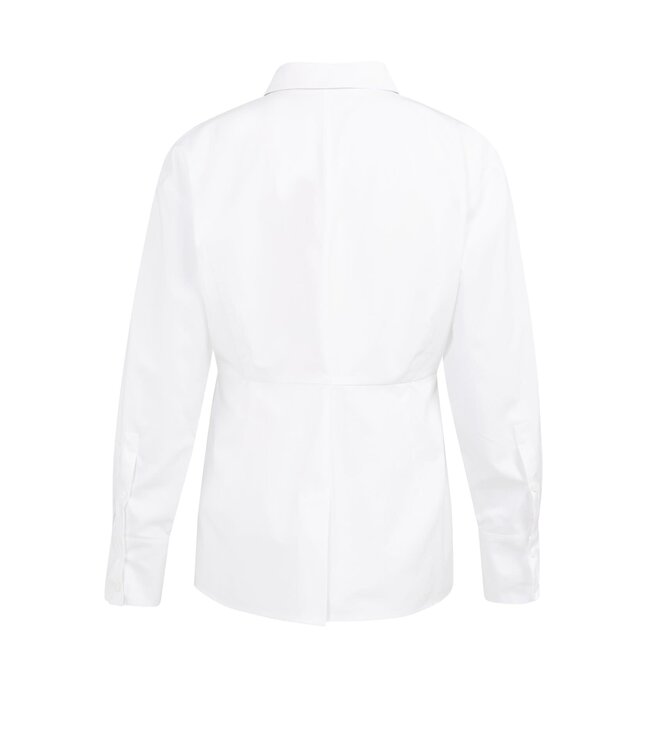 YAYA A-line poplin blouse with front slit detail - PURE WHITE