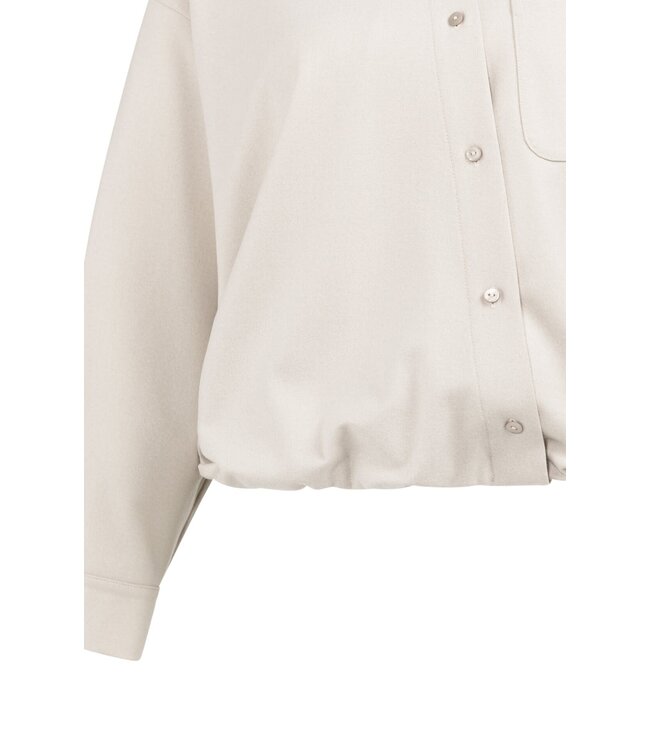 YAYA Blouse with asymmetric button placket and elastic hem - HEATHER GREY MELANGE