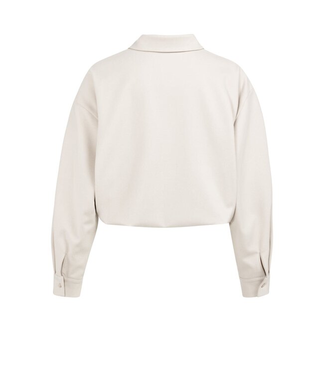 YAYA Blouse with asymmetric button placket and elastic hem - HEATHER GREY MELANGE