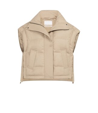 YAYA Oversized padded bodywarmer with collar - GOLD