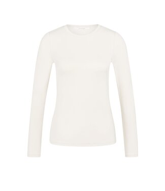 YAYA Long sleeve shirt in heavy cotton with round neckline - BIRCH BEIGE