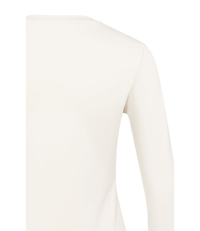 YAYA Long sleeve shirt in heavy cotton with round neckline - BIRCH BEIGE