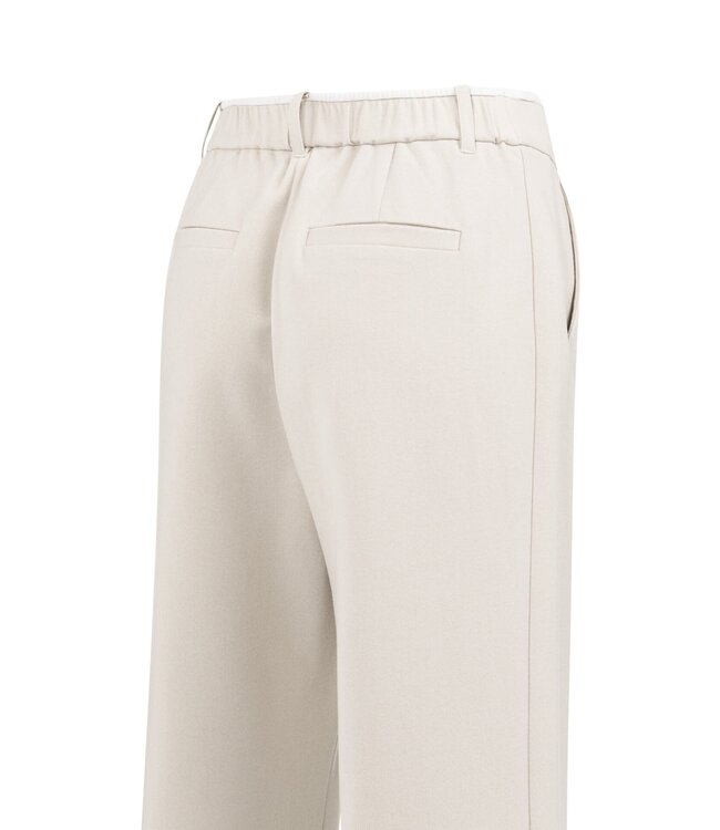 YAYA Soft woven trousers with wide legs and elastic hem - HEATHER GREY MELANGE