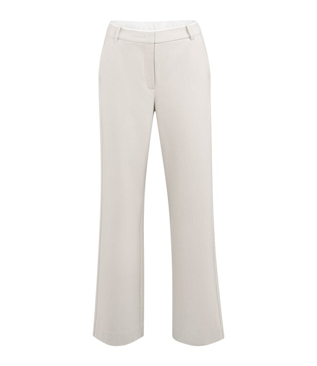 YAYA Soft woven trousers with wide legs and elastic hem - HEATHER GREY MELANGE