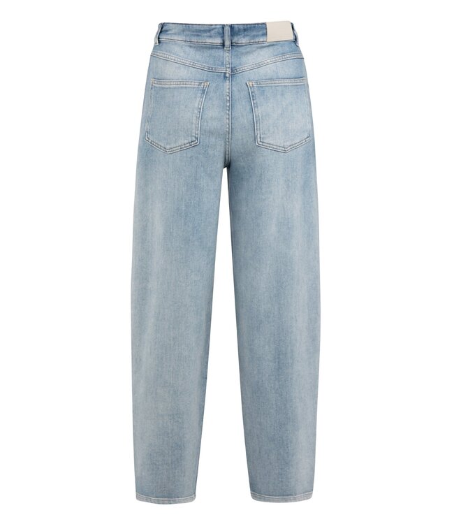 YAYA High waist jeans with loose fit and light wash - BLUE DENIM