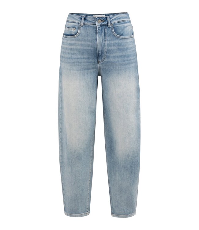 YAYA High waist jeans with loose fit and light wash - BLUE DENIM