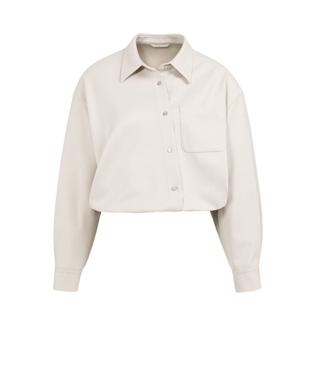 YAYA Blouse with asymmetric button placket and elastic hem - HEATHER GREY MELANGE