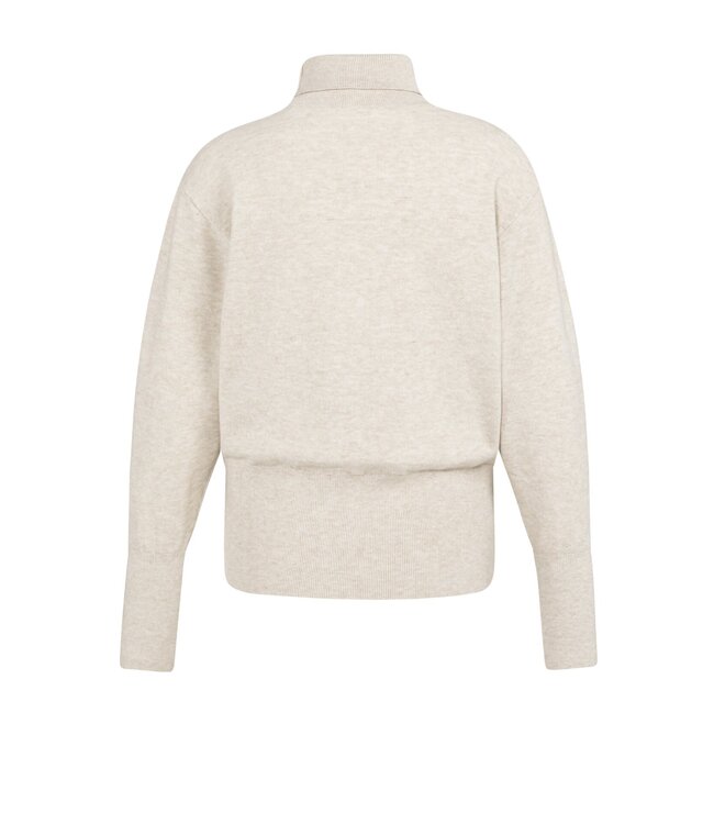 YAYA Knitted high neck sweater with button details - HEATHER GREY MELANGE