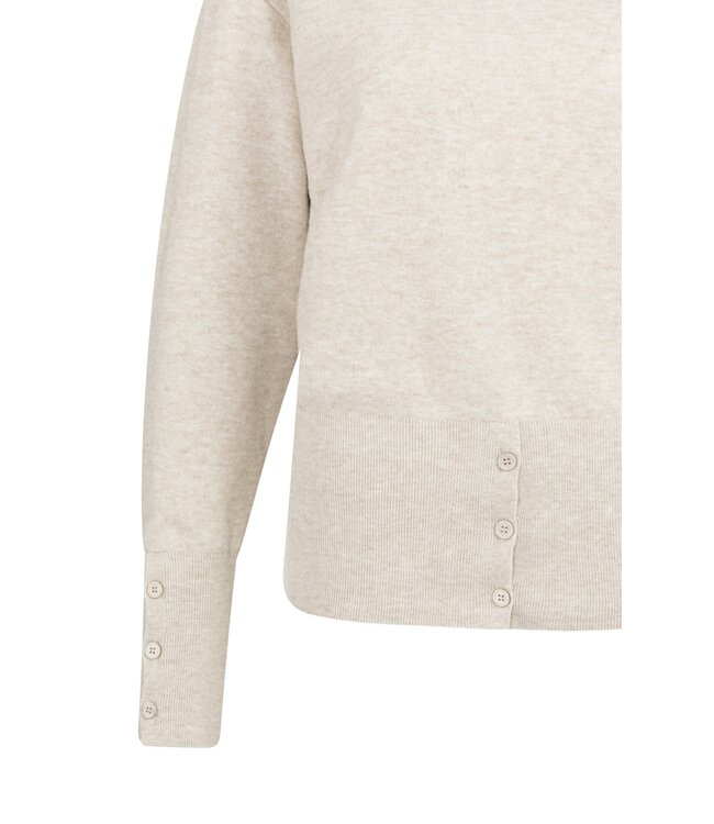 YAYA Knitted high neck sweater with button details - HEATHER GREY MELANGE