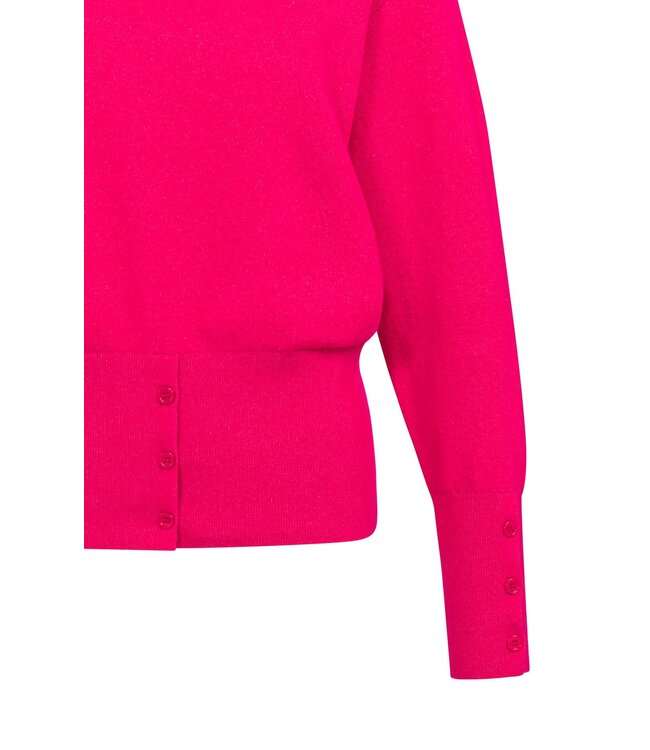 YAYA Knitted high neck sweater with button details - ROSE RED