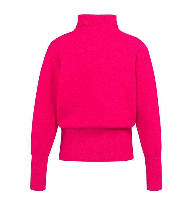 YAYA Knitted high neck sweater with button details - ROSE RED