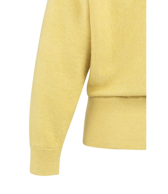 YAYA Sweater with inserted blouse collar and button detail - DRIED MOSS GREEN MELANGE