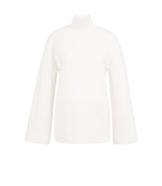 YAYA Knitted sweater with high neck and wide rib trims - SNOWFALL WHITE