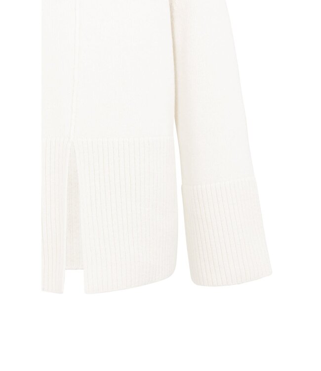 YAYA Knitted sweater with high neck and wide rib trims - SNOWFALL WHITE