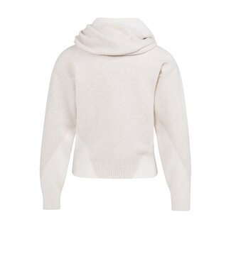 YAYA Knitted sweater with V-neck and colorblock effect - HEATHER GREY DESSIN