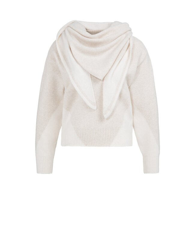 YAYA Knitted sweater with V-neck and colorblock effect - HEATHER GREY DESSIN