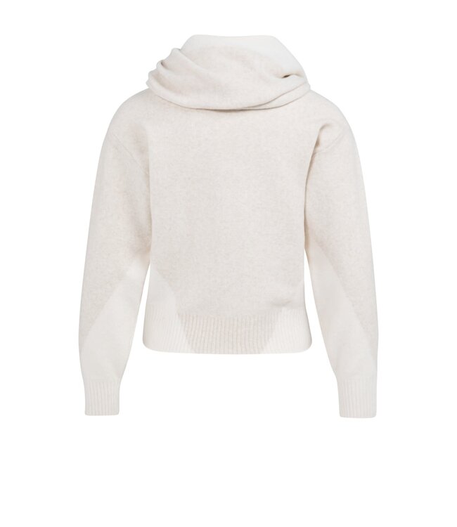 YAYA Knitted sweater with V-neck and colorblock effect - HEATHER GREY DESSIN