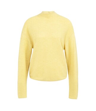 YAYA Textured knit sweater with buttoned back - DRIED MOSS GREEN MELANGE