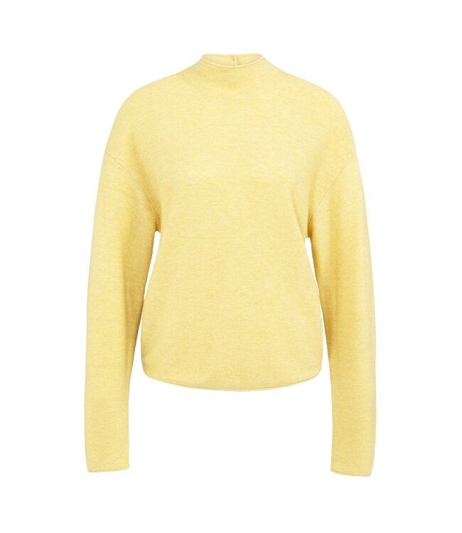 YAYA Textured knit sweater with buttoned back - DRIED MOSS GREEN MELANGE