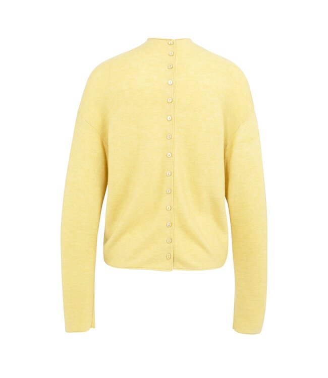 YAYA Textured knit sweater with buttoned back - DRIED MOSS GREEN MELANGE