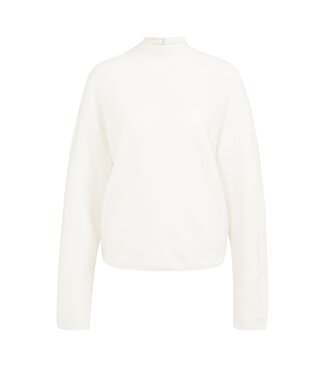 YAYA Textured knit sweater with buttoned back - SNOWFALL WHITE