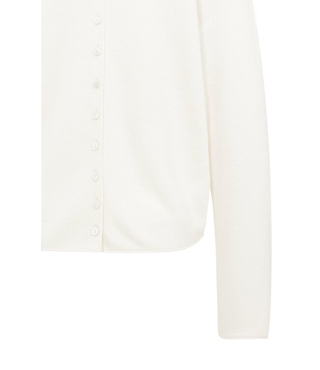 YAYA Textured knit sweater with buttoned back - SNOWFALL WHITE