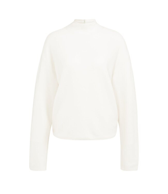 YAYA Textured knit sweater with buttoned back - SNOWFALL WHITE