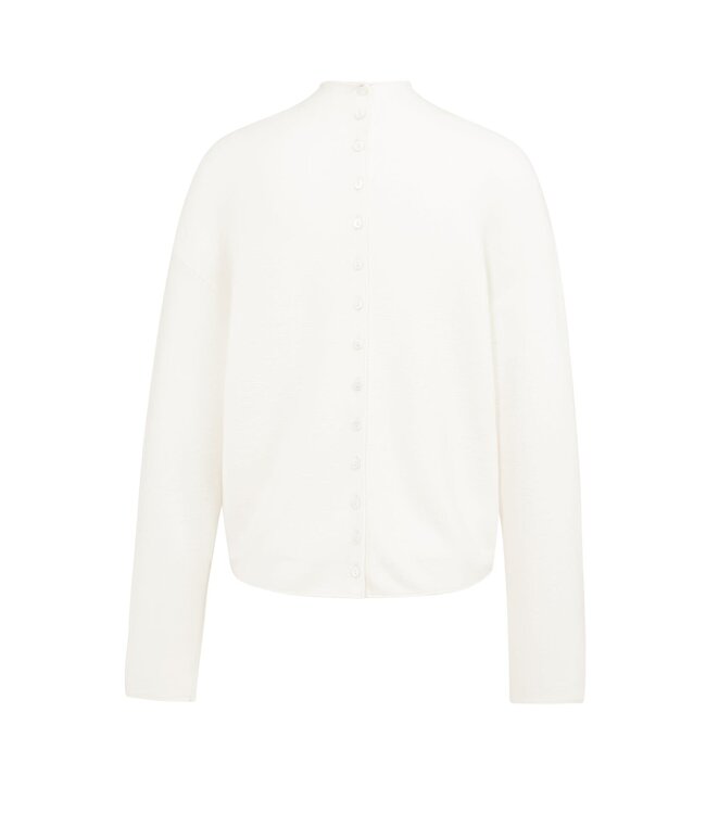 YAYA Textured knit sweater with buttoned back - SNOWFALL WHITE