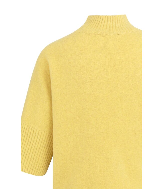 YAYA Sweater with ribbed three-quarter sleeves and mock neck - DRIED MOSS GREEN MELANGE