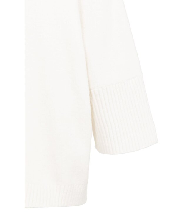 YAYA Sweater with ribbed three-quarter sleeves and mock neck - SNOWFALL WHITE MELANGE