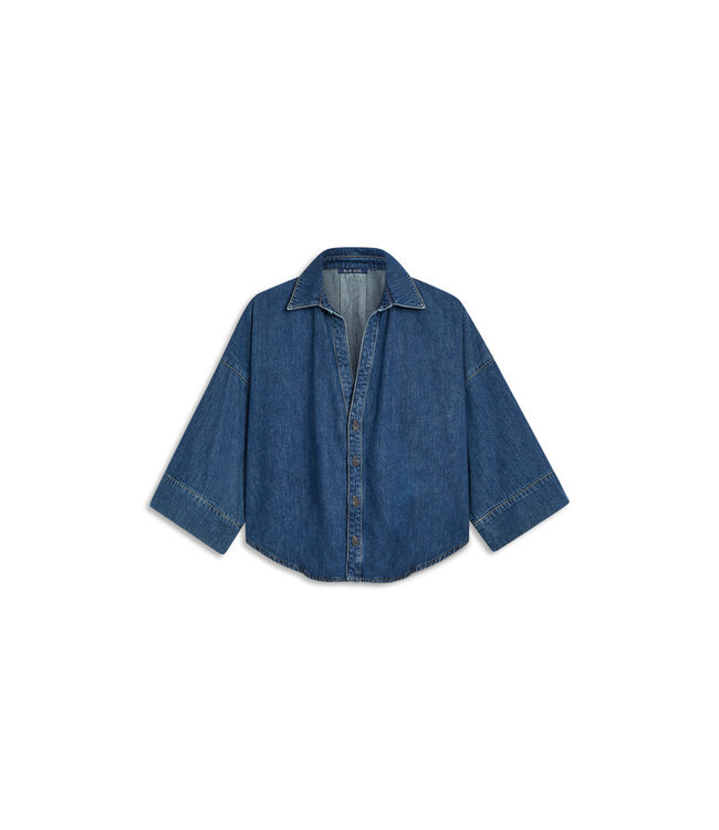 Summum Woman Blouse denim kimono Light cotton twill