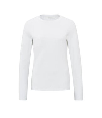 YAYA T-shirt with round neck and long sleeves in regular fit - PURE WHITE--