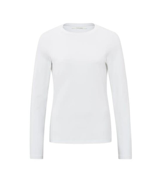 YAYA T-shirt with round neck and long sleeves in regular fit - PURE WHITE--