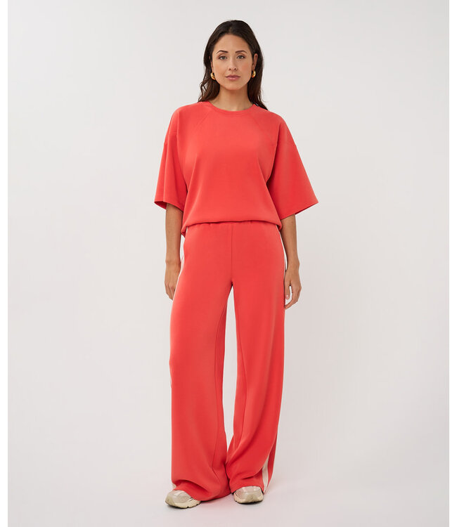 Esqualo Trousers wide stripe Modal Chili Red XS