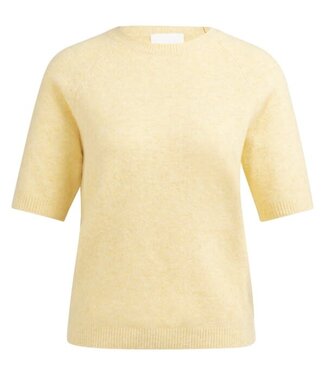 YAYA Soft sweater with short sleeves and round neckline - REED YELLOW MELANGE