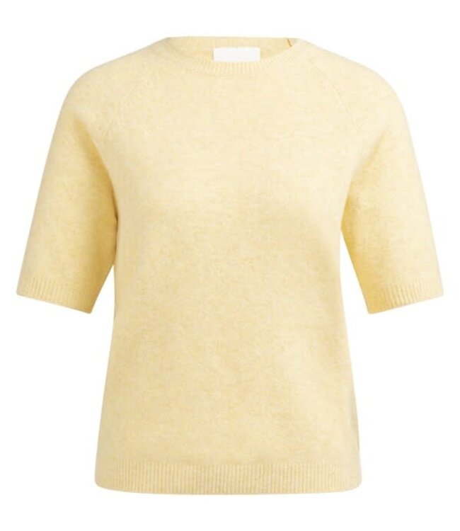 YAYA Soft sweater with short sleeves and round neckline - REED YELLOW MELANGE