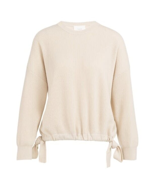 YAYA Knitted sweater with tie details at the hem - KIT BEIGE MELANGE
